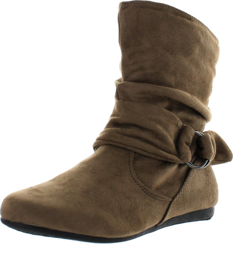 Women's Fashion Calf Flat Heel Side Zipper Slouch Ankle Boots