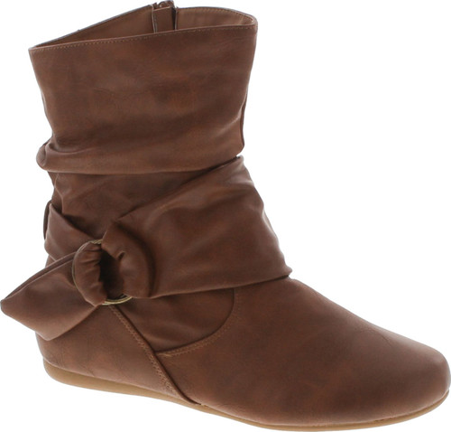 Women's Fashion Calf Flat Heel Side Zipper Slouch Ankle Boots