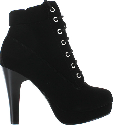 Top Moda Polish Military Lace Up Platform Chunky High Heel Ankle Booties