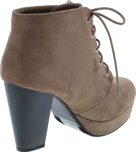 Forever Camille-86 Women's Comfort Stacked Chunky Heel Lace Up Ankle Booties