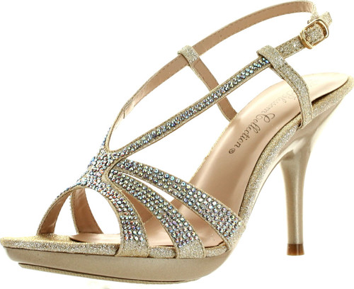 De Blossom Womens Lin-103 Strappy Bridesmaid Prom Party Sandal Pumps Shoes