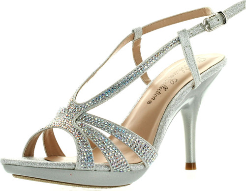 De Blossom Womens Lin-103 Strappy Bridesmaid Prom Party Sandal Pumps Shoes