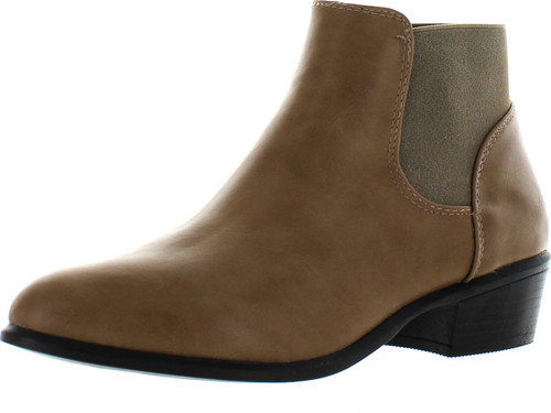 Dbdk Catorce-1 Women Elastic Side Zipper Almond Toe Stacked Chunky Heel Booties
