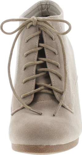 Bella Marie Brenda-11 Women's High Top Lace Up Rounded Toe Platform Wedge Suede Booties