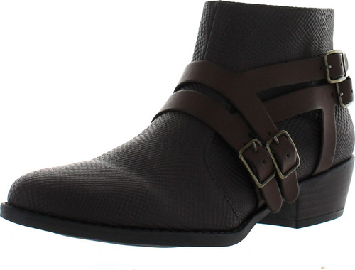 Qupid Women's Sochi-18 Fashionable Snake Skin Ankle Booties