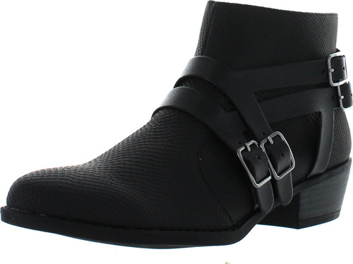 Qupid Women's Sochi-18 Fashionable Snake Skin Ankle Booties