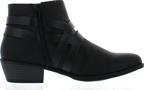 Qupid Women's Sochi-18 Fashionable Snake Skin Ankle Booties