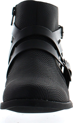 Qupid Women's Sochi-18 Fashionable Snake Skin Ankle Booties