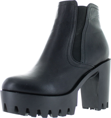 Refresh Fabia-01 Women's Elastic Side Zip Lug Sole Platform Chunky Ankle Boots