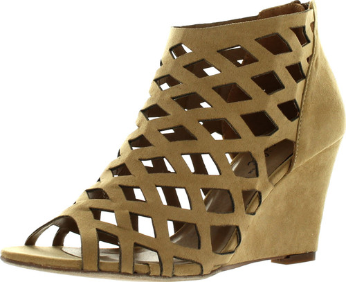 Bonnibel Trina-2 Womens Cut Out Back Zip Wedge Sandals