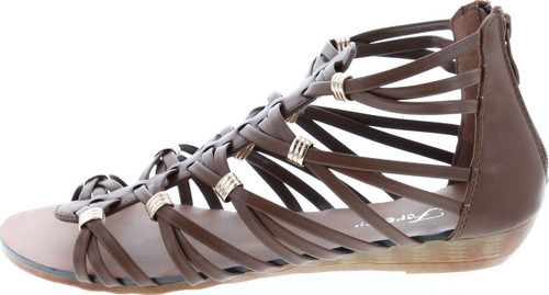 Forever Rebel-15 Womens Back Zip Strappy Gladiator Wedge Sandals