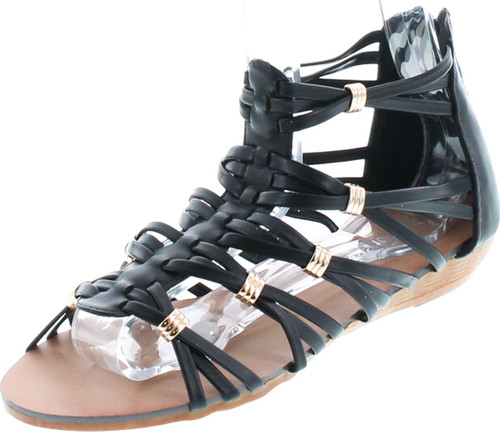 Forever Rebel-15 Womens Back Zip Strappy Gladiator Wedge Sandals