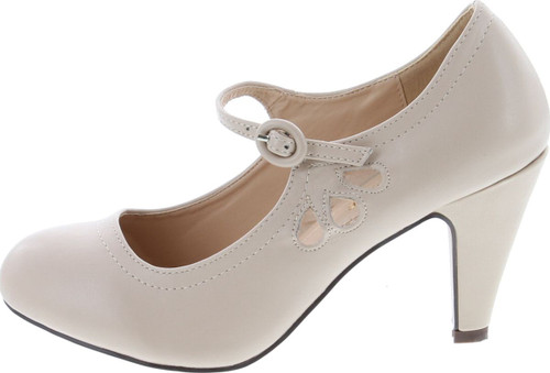 Chase & Chloe Kimmy-21 Womens Round Toe Mid Heel Mary Jane Pumps-Shoes Pumps