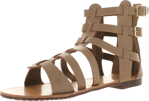 De Blossom Xara-4 Vegan Leather Casual High Strappy Gladiator Flat Sandal Silver