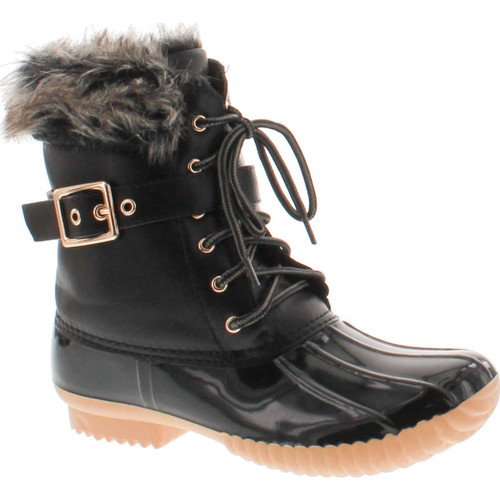 Nature Breeze Duck-01 Women's Chic Lace Up Buckled Duck Waterproof Snow Boots