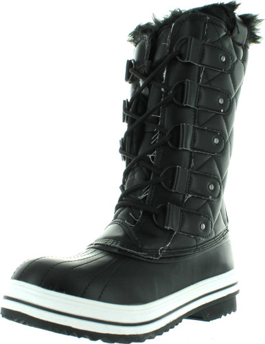 Nature Breeze Frost-03 Women's Lace Up Waterproof Quilted Mid Calf Weather Snow Boots