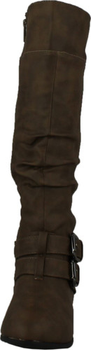 Top Moda Womens Coco-20 Knee High Round Toe Buckle Slouched Riding Flat Boots