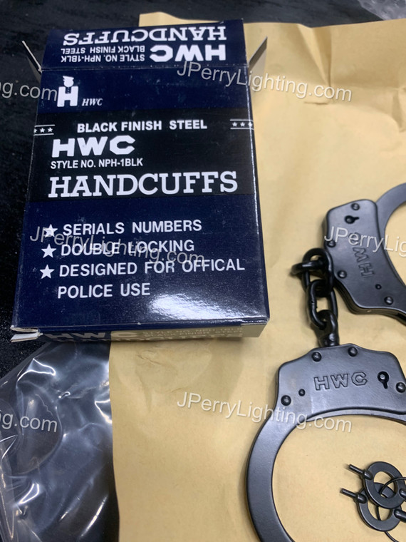 NEW HANDCUFF SET CHAIN  BLACK FINISH STEEL