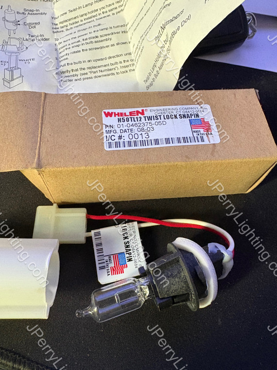 NOS H50TL12 Whelen Push in bi pin bulb 50 Watt H50SN12 WITH TWISTLOCK HOUSING