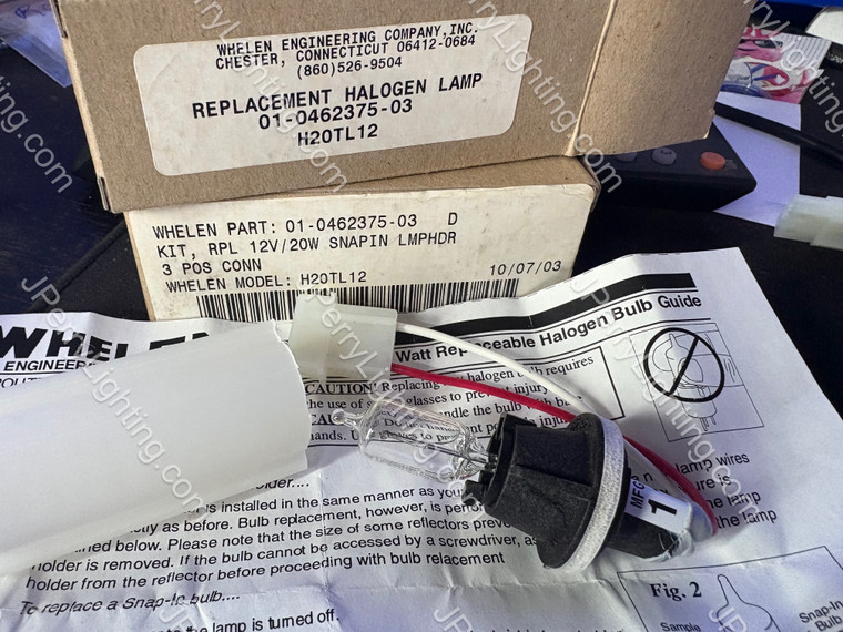 NOS H20TL12 Whelen Push in bi pin bulb 20 Watt H20SN12 WITH TWISTLOCK HOUSING