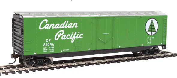 50' Plug-Door Boxcar - Ready to Run -- Canadian Pacific (green; Newsprint Service Logo, Script Lettering)