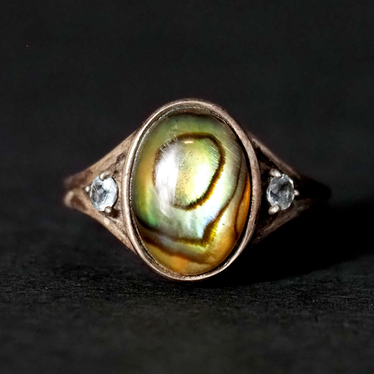 925 Sterling Silver Cathedral Signet Abalone Ring - Size 10