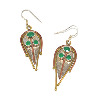 925 Sterling/Copper/Brass Dangle Leaf Earrings