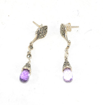 Dangling Purple Cubic Zirconia Earrings