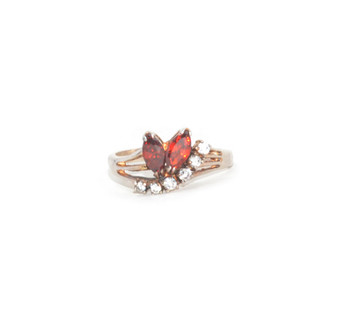 925 Sterling Silver Marquise Pair Ring