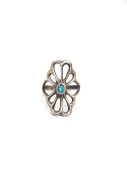 Sterling Silver Turquoise Inlay Flower Ring