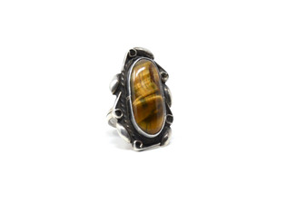 Vintage Sterling Silver Mexican Tigers Eye 925 Ring Size 4.5