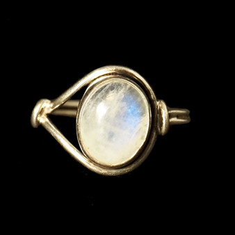 925 Sterling Silver Moonstone Lasso Ring - Size (available in 6, 7, 8, 10, 11, 12)