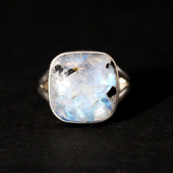 925 Sterling Silver Squircle Moonstone Ring - Size 9.5