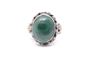 Rope Twist Malachite Bezel Set 925 Sterling Silver Ring Size 8