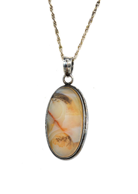 Sterling Silver Dendritic Agate Pendant Necklace
