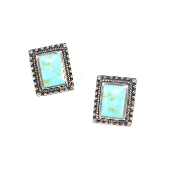925 Sterling Silver Persian Turquoise Inlay Earrings