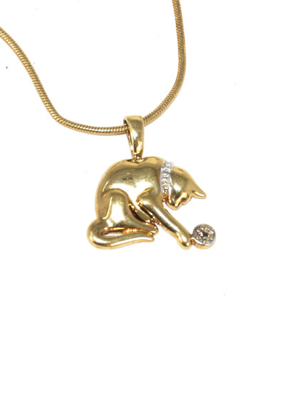 Gold Plated 925 Cat Necklace with Cubic Zirconia