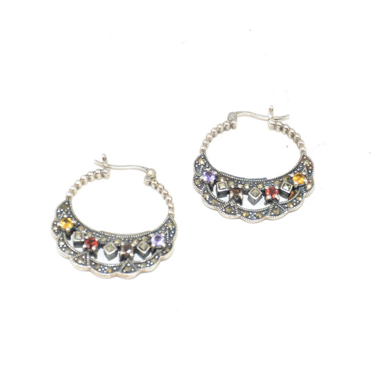 Sterling Colorful Cubic Zirconia Earrings