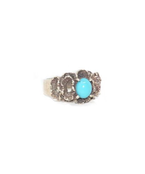 925 Sterling Silver Organic Floral Turquoise Ring