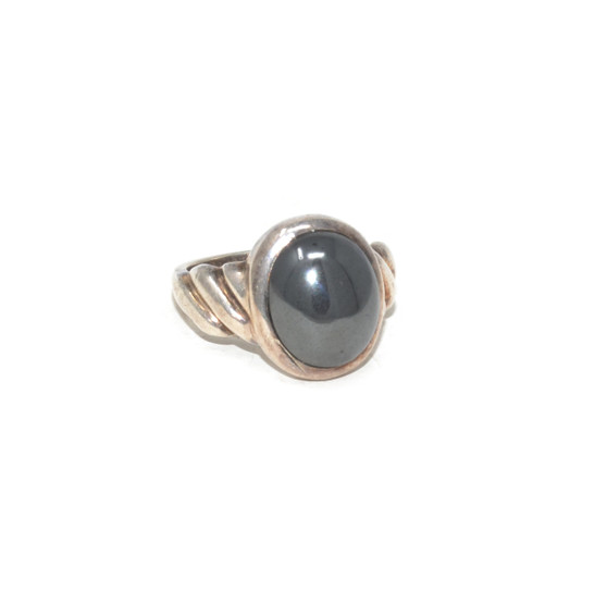 925 Sterling Silver Hematite Cabochon Ring