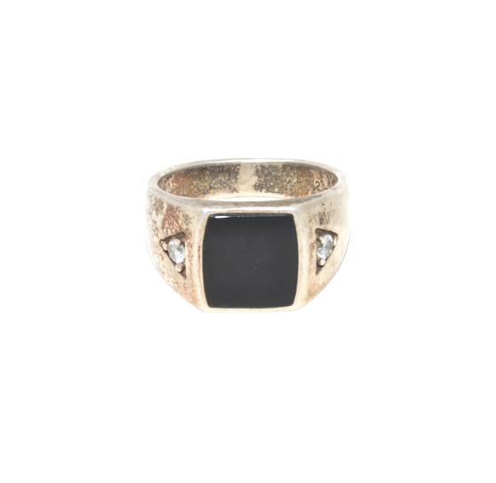 Sterling Silver Avon Onyx Signet Ring