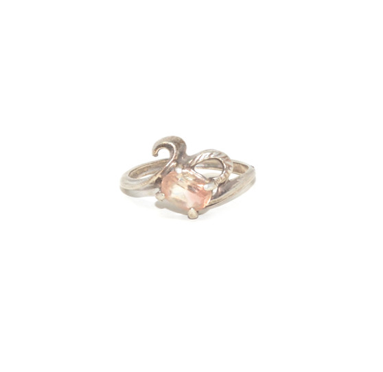 925 Sterling Silver Curling Leaves Gemstone Ring