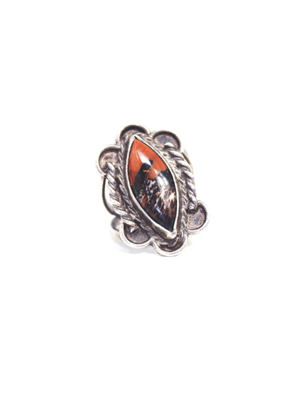 Sterling Silver Petrified Wood Marquise Ring