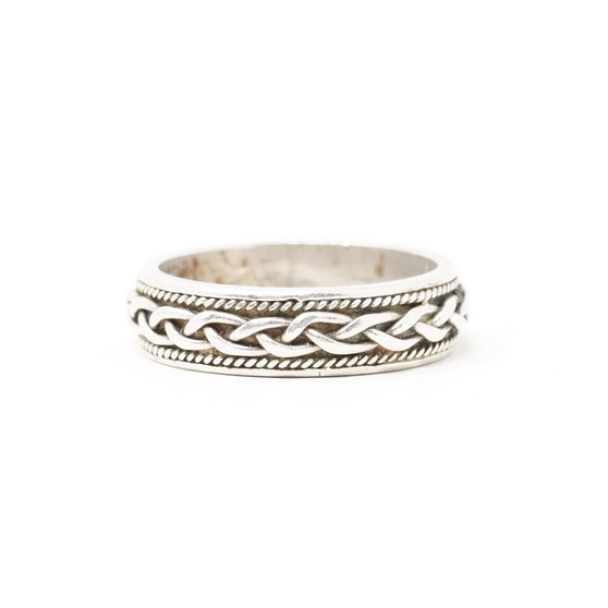 925 Sterling Silver Triple Braid and Rope Channel Ring