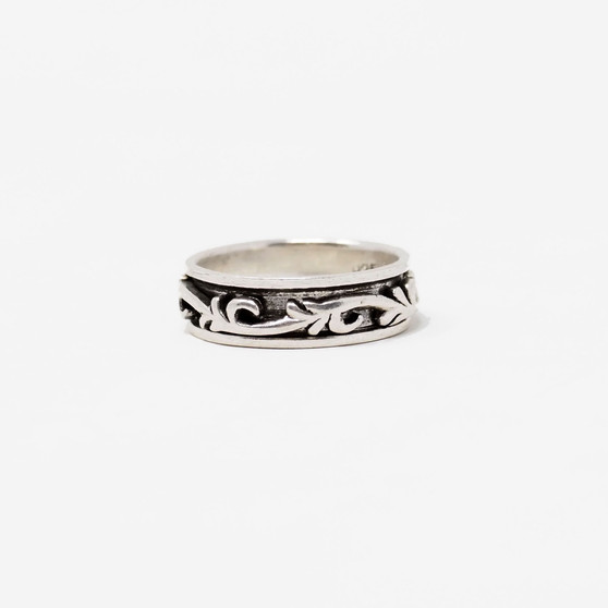 925 Sterling Silver Scroll Kinetic Fidget Ring