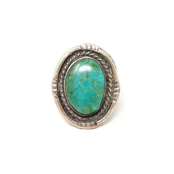 Sterling Silver 925 Southwestern Turquoise Platter Ring - Size 4.5