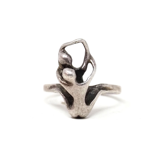 Sterling Silver 925 Organic Figures Ring - Size 8