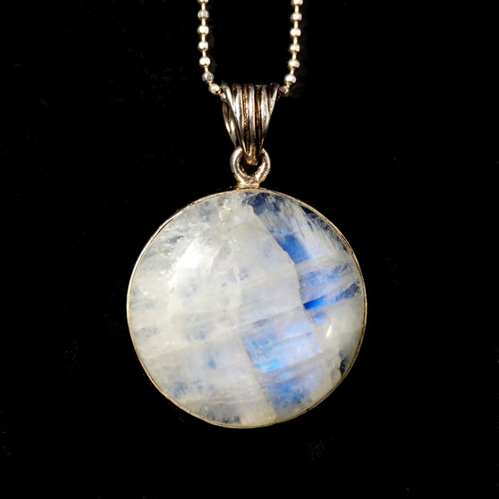 925 Sterling Silver Full Moonstone Pendant Necklace