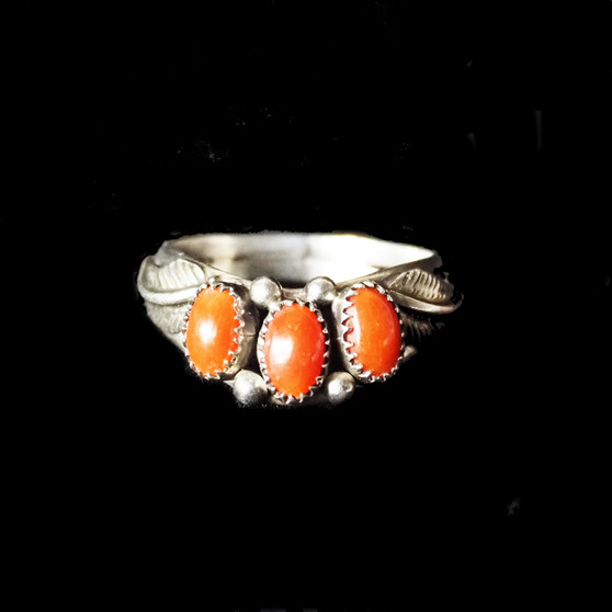 Silver Stacking Coral Leaf Ring - Size 7