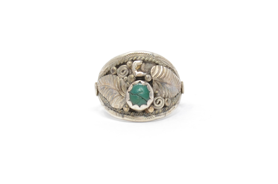 925 Sterling Navajo Green Turquoise Ring Size 10